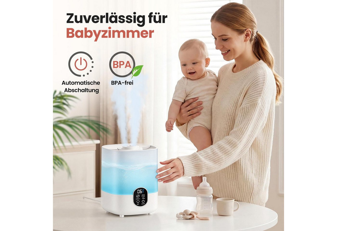JoJoego Luftbefeuchter ultraschall Luftbefeuchter 350ml/h Aroma Diffuser, 4 l Wassertank, Leise Ultraschall Aroma Diffusor bis 35m²,Aromatherapie,Auto Shut-off