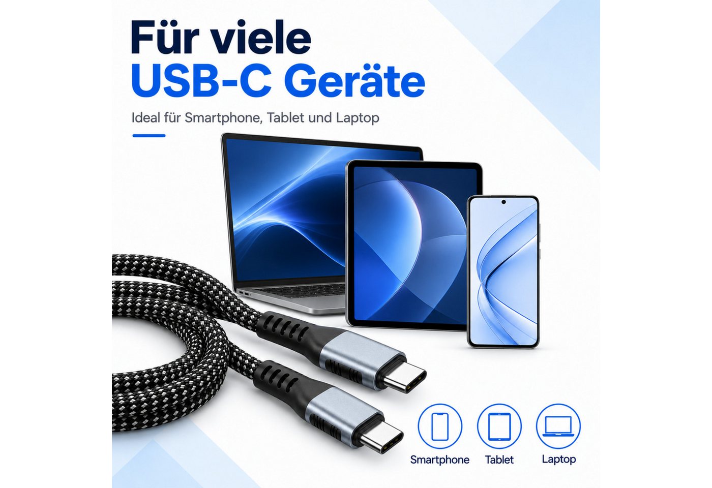 PlugUp USB-C Ladekabel 240W Schnellladekabel für Laptop, Tablet & Smartphone USB-Kabel, USB-C, (200 cm), 240W USB-C Ladekabel für Laptop, Notebook, Tablet & USB-C Geräte
