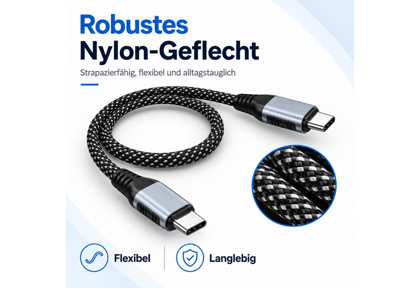 PlugUp USB-C Ladekabel 240W Schnellladekabel für Laptop, Tablet & Smartphone USB-Kabel, USB-C, (200 cm), 240W USB-C Ladekabel für Laptop, Notebook, Tablet & USB-C Geräte Bild 5