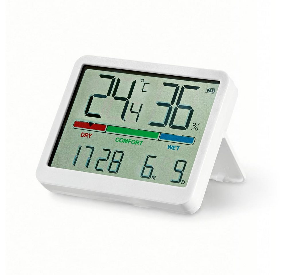 EASYmaxx Raumthermometer Digitales Hygrometer & Wetterstation mit LCD-Display und Uhrzeit, Thermometer mit Komfortanzeige für Temperatur und Luftfeuchtigkeit Bild 5