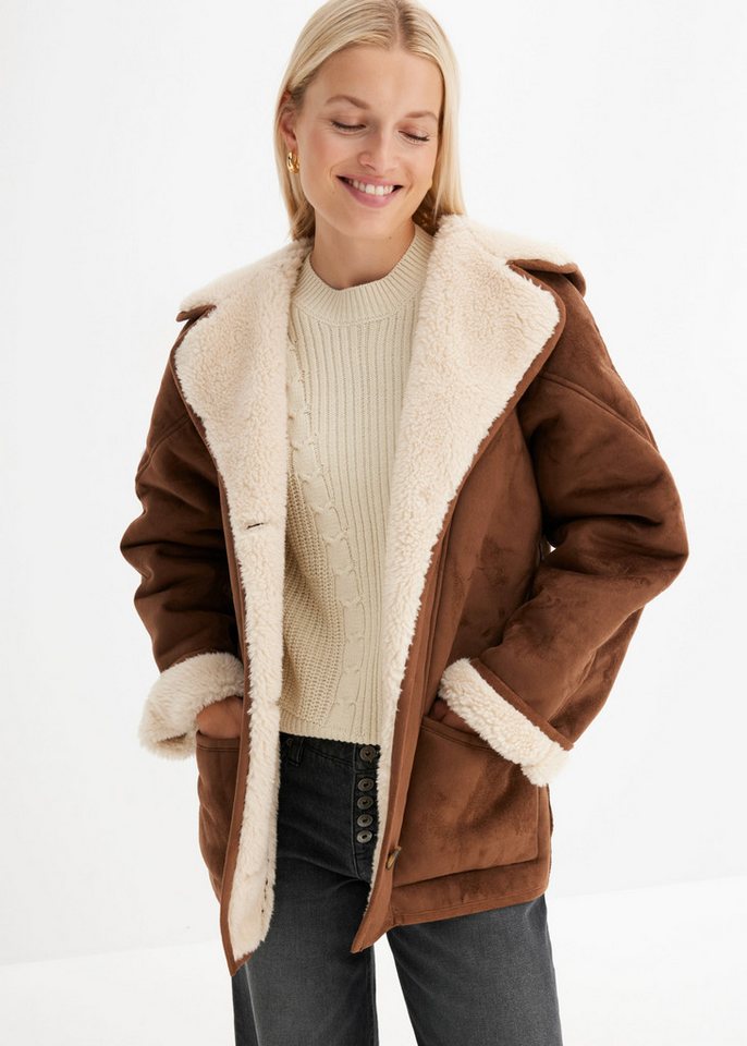 bonprix Outdoorjacke mit Shearling-Look, aus Polyester, Oversize-Passform Bild 2