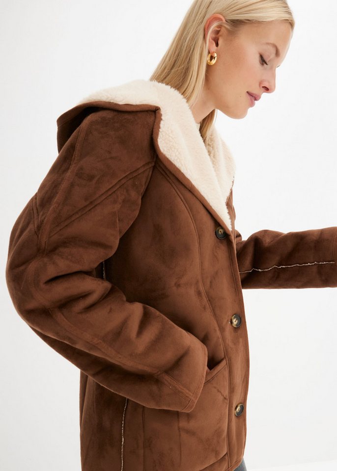 bonprix Outdoorjacke mit Shearling-Look, aus Polyester, Oversize-Passform Bild 3