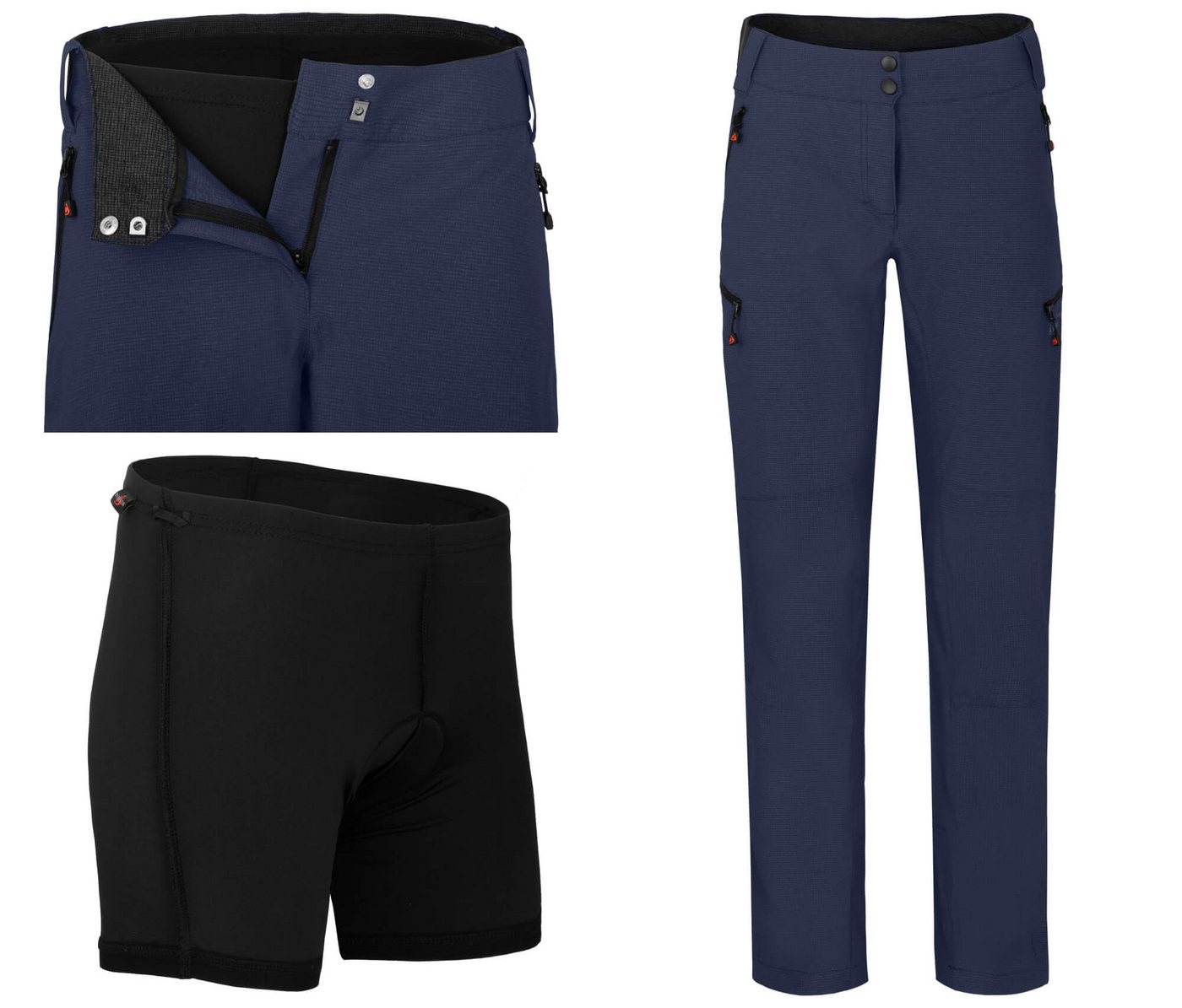 Bergson Fahrradhose VINA Damen 2in1 Radhose, mit gepolsterter Innenhose, Langgrößen, peacoat Bild 4