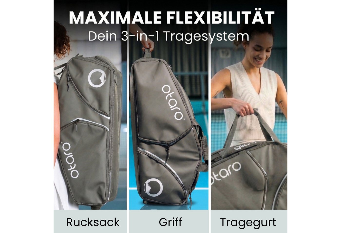 Otaro Tennistasche für Herren & Damen mit Schuhfach, 82 L Tennisrucksack, Pro, Schlägerfach, Schuhfach & abnehmbare Rucksackträger Bild 5