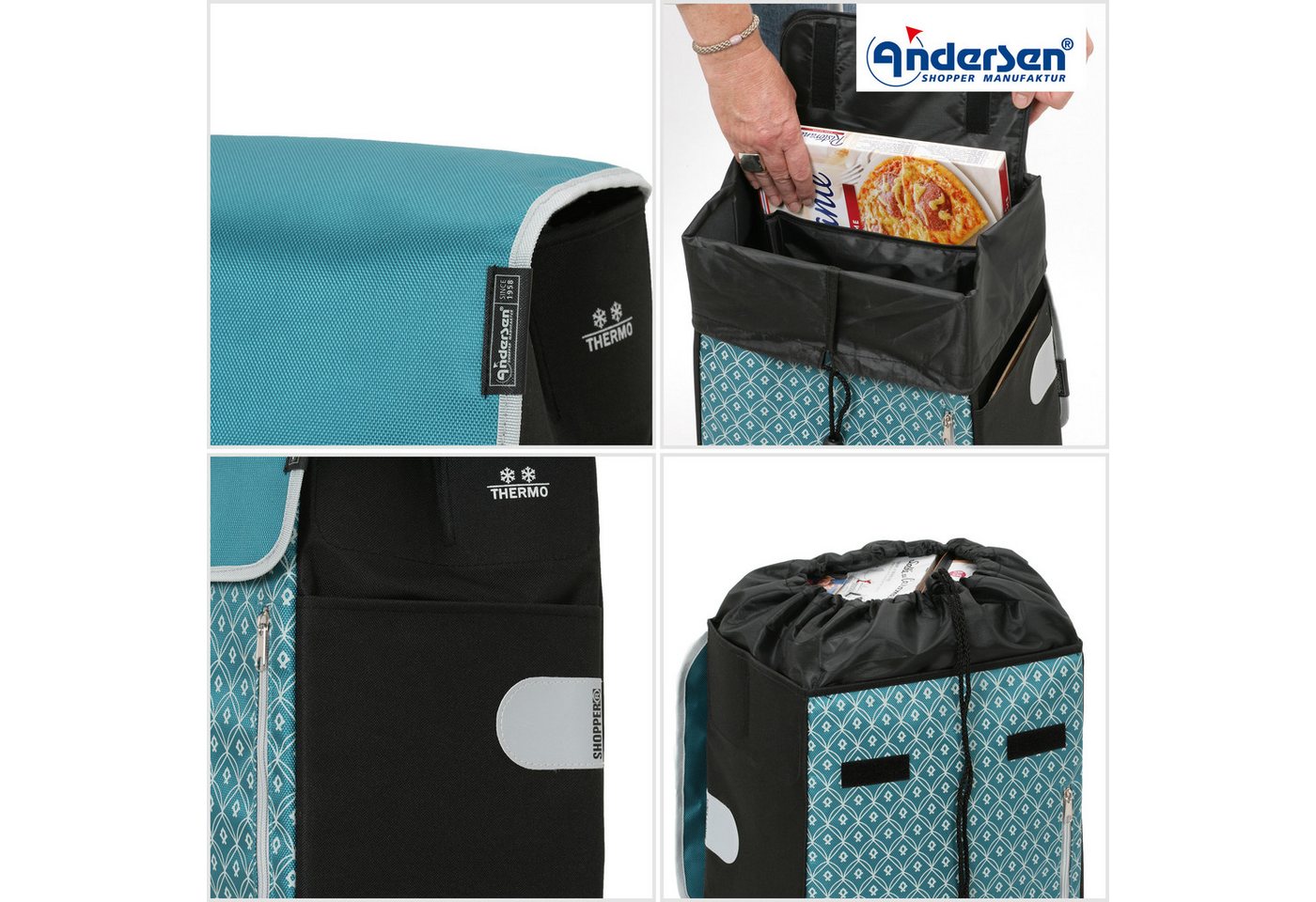 Andersen Einkaufstrolley Scala Shopper Teda petrol, Thermofach 12 Liter, belastbar bis 40kg, wasserabweisend Bild 5