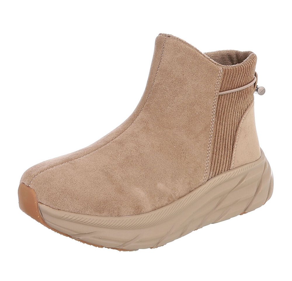 Ital-Design Damen Slip-on Boot mit Profilsohle Snowboots (92497460) Keilabsatz/Wedge Stiefeletten in Hellbraun Bild 4
