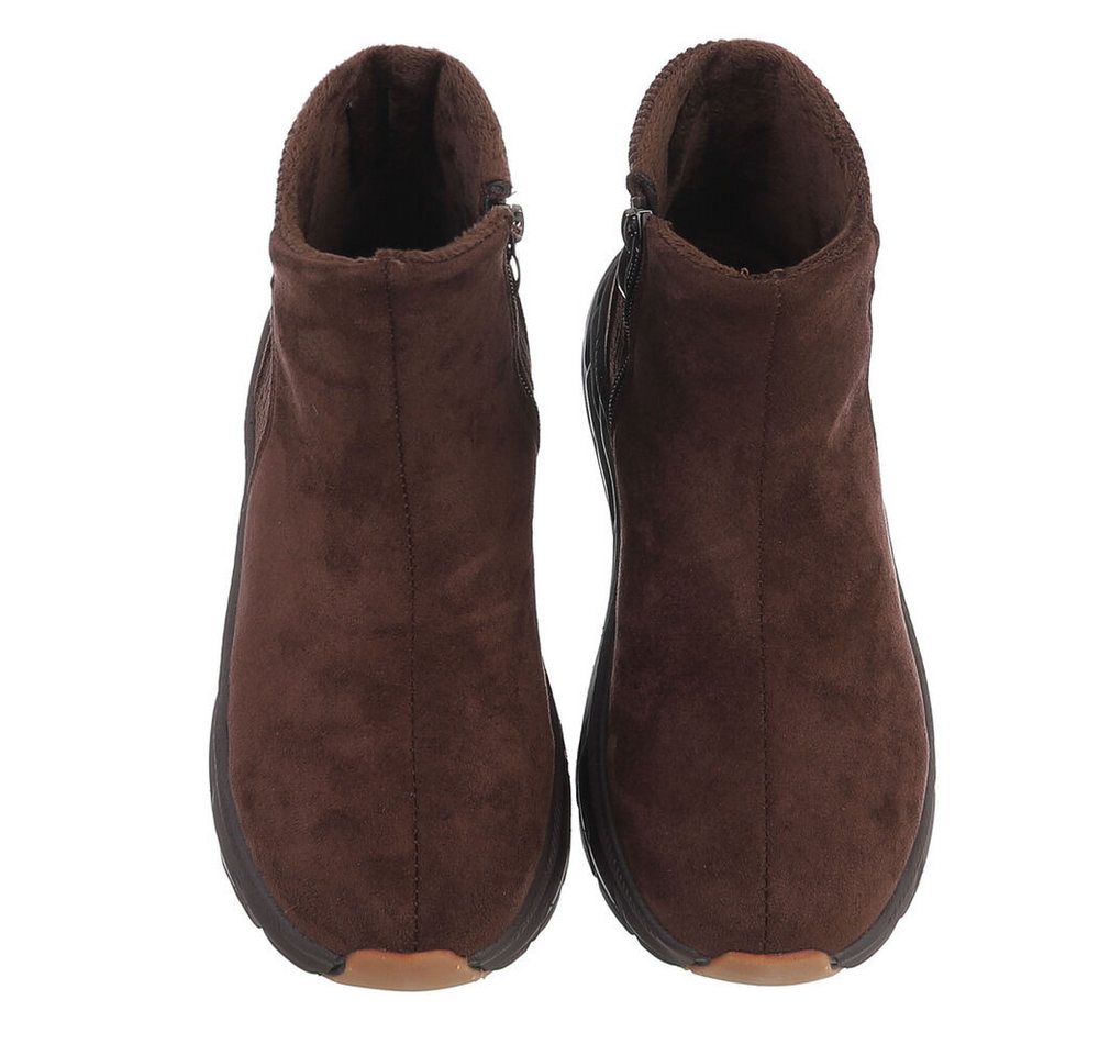 Ital-Design Damen Slip-on Boot mit Profilsohle Snowboots (92497465) Keilabsatz/Wedge Stiefeletten in Braun Bild 3