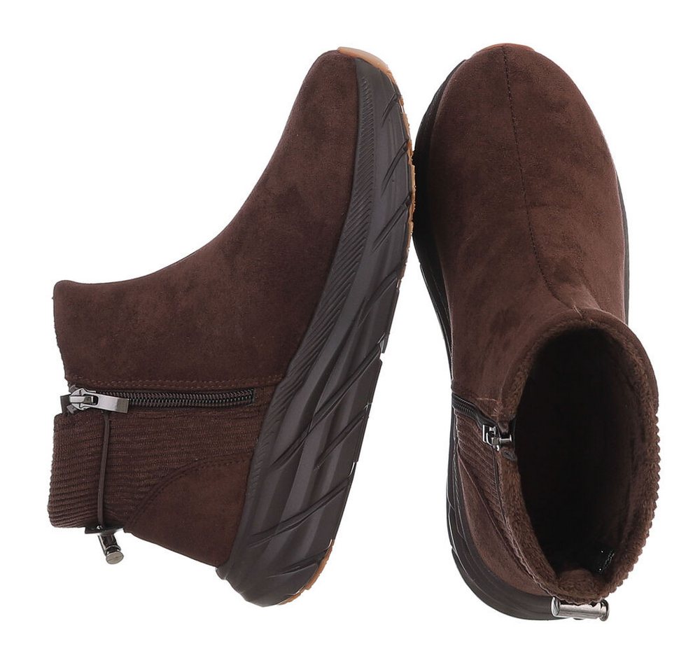 Ital-Design Damen Slip-on Boot mit Profilsohle Snowboots (92497465) Keilabsatz/Wedge Stiefeletten in Braun Bild 4