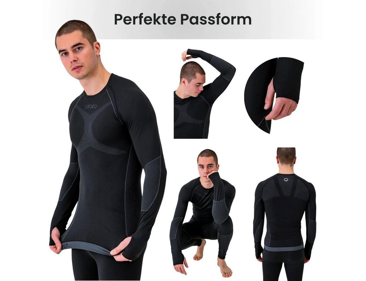 Otaro Thermounterhose Thermounterwäsche Herren Set, Unterhemd & lange Unterhose (Die perfekte Skiunterwäsche, 2-St., 2-teiliges Set) Wärmeisolierend, Atmungsaktiv, Schnelltrocknend Bild 4
