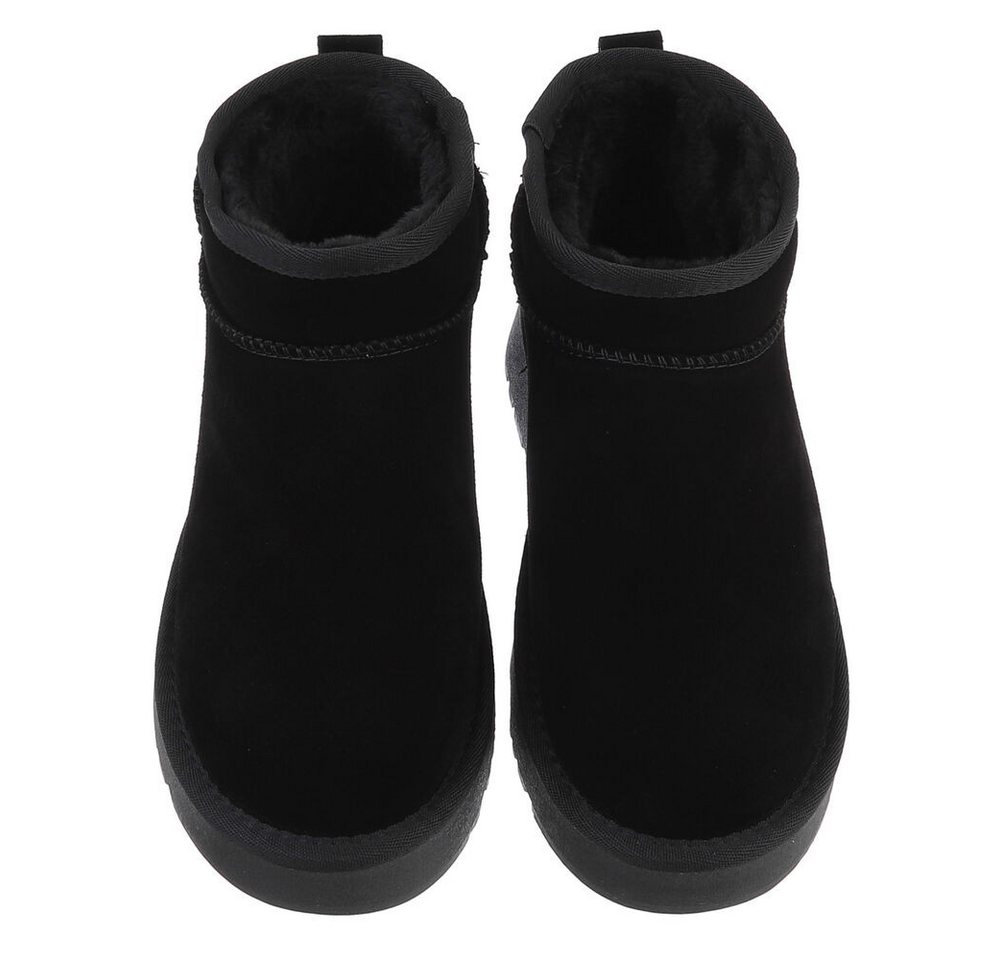 Ital-Design Stilvolle Damen-Lederschuhe für Freizeit und Alltag Snowboots (88519345) Flach Stiefeletten in Schwarz Bild 3