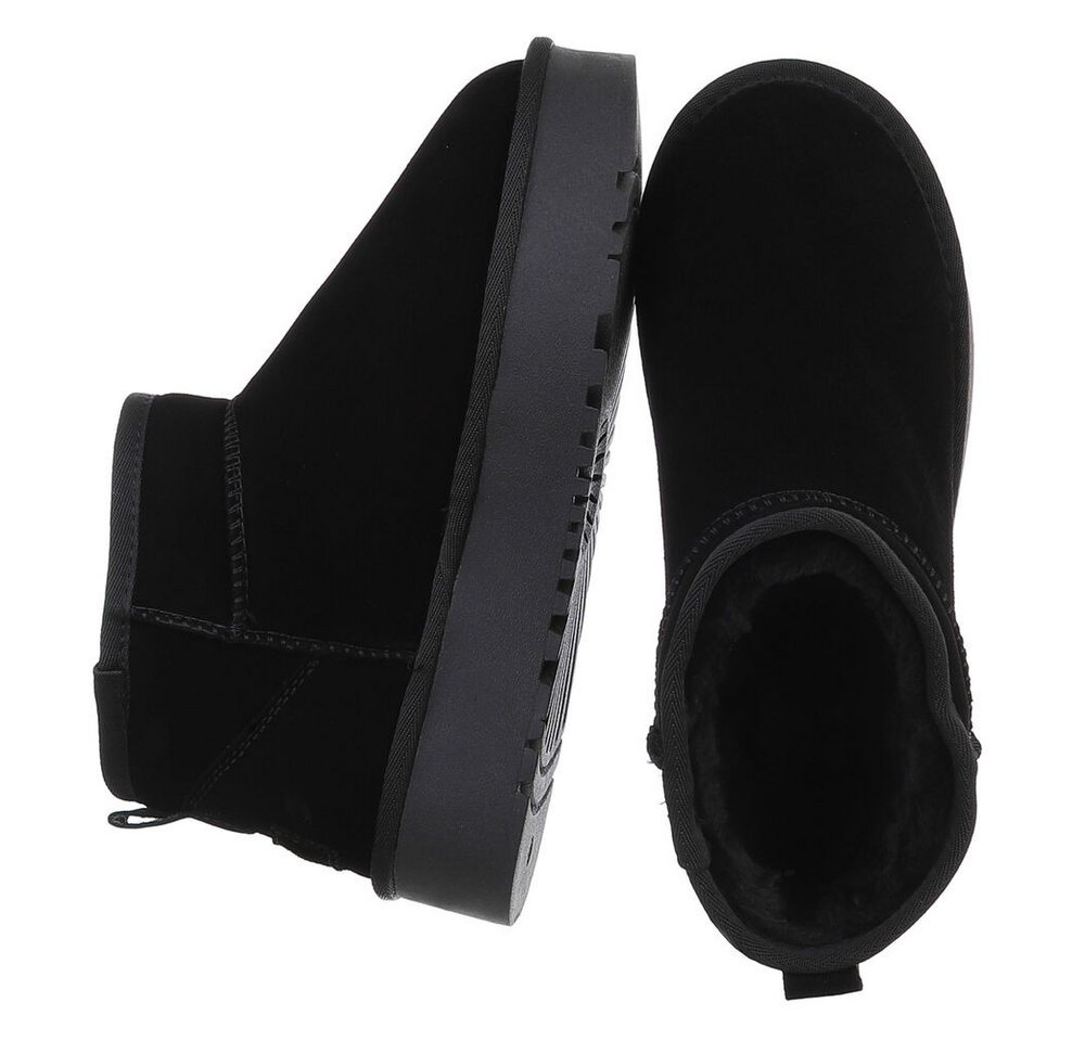 Ital-Design Stilvolle Damen-Lederschuhe für Freizeit und Alltag Snowboots (88519345) Flach Stiefeletten in Schwarz Bild 4