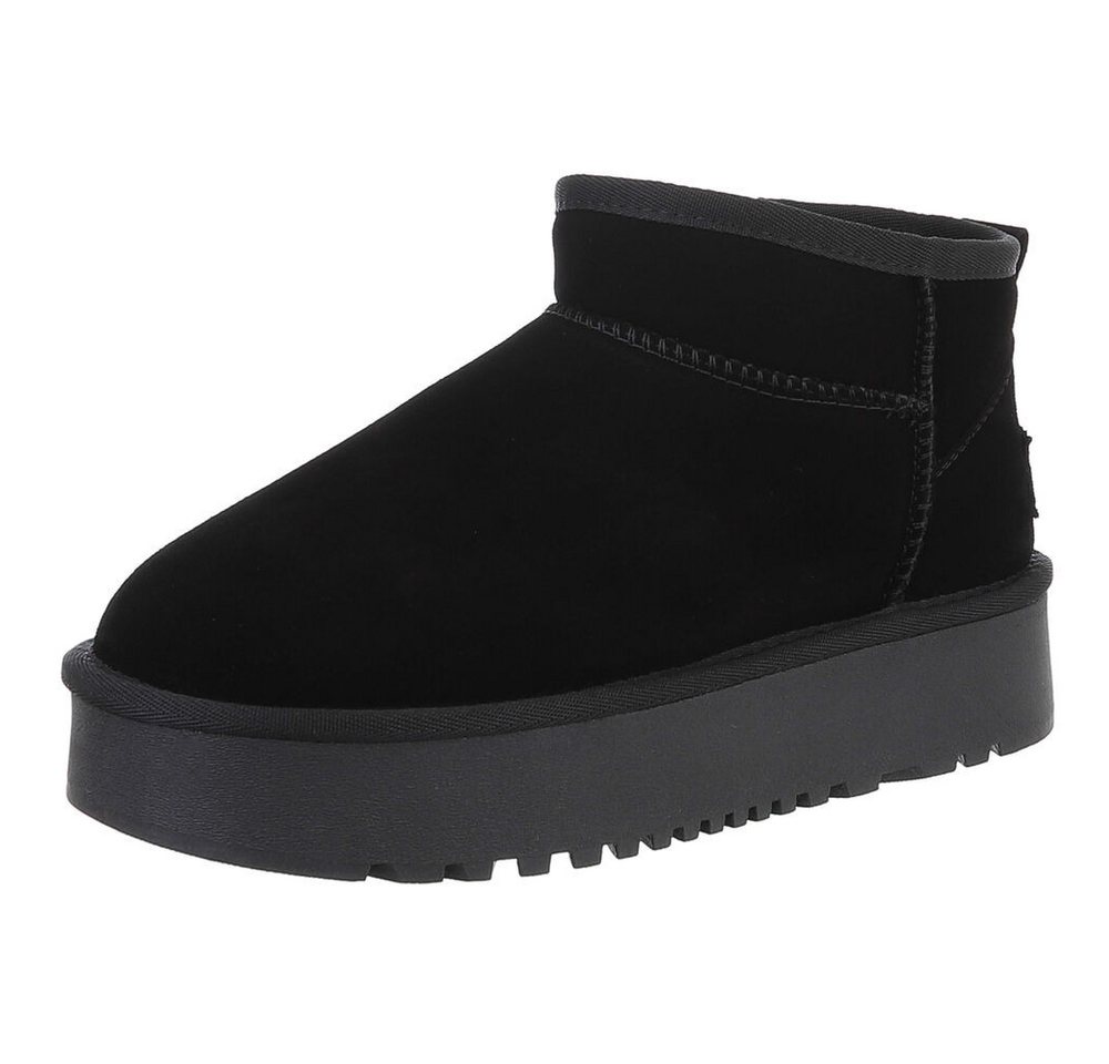 Ital-Design Stilvolle Damen-Lederschuhe für Freizeit und Alltag Snowboots (88519345) Flach Stiefeletten in Schwarz Bild 5