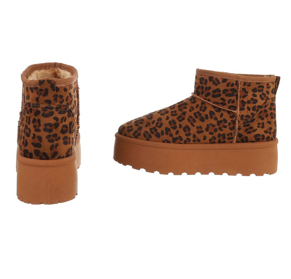 Ital-Design Stilvolle Stiefeletten mit Verzierung für Damen Snowboots (90927539) Flach Stiefeletten in Camel Bild 2