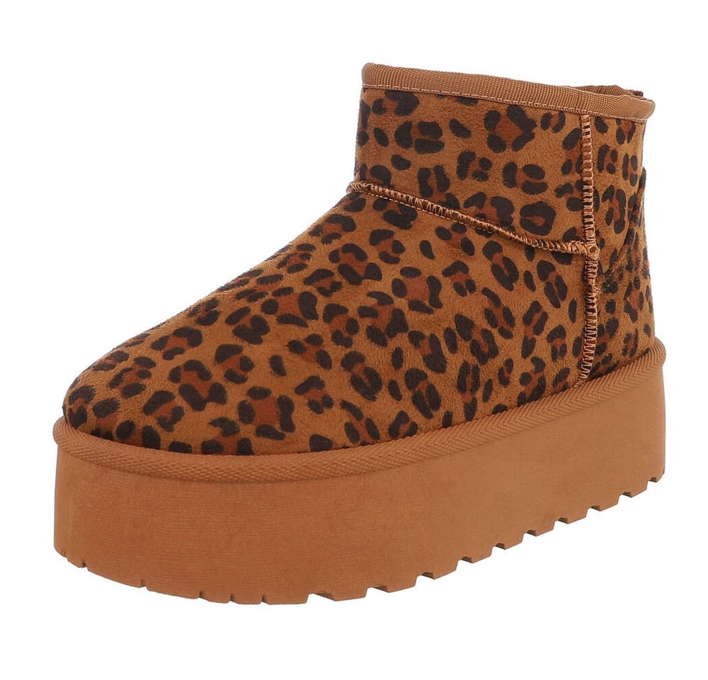 Ital-Design Stilvolle Stiefeletten mit Verzierung für Damen Snowboots (90927539) Flach Stiefeletten in Camel Bild 3