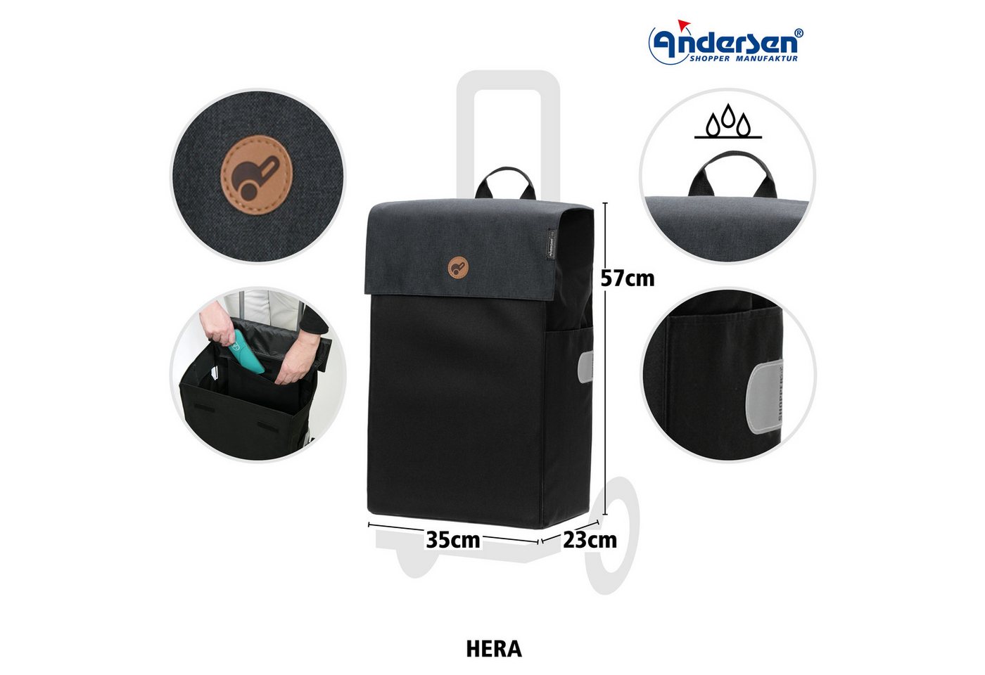 Andersen Einkaufstrolley Tasche Hera schwarz, wasserabweisend Bild 2