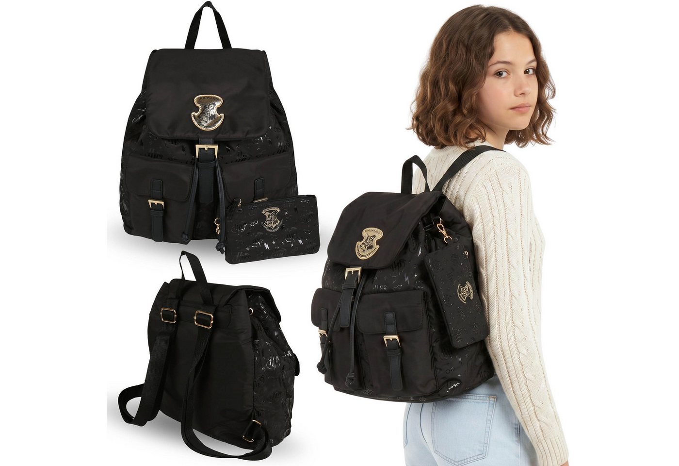 Sarcia.eu Cityrucksack Harry Potter schwarzer Jugendrucksack mit Gürteltasche 29 × 14 × 31 cm Bild 4