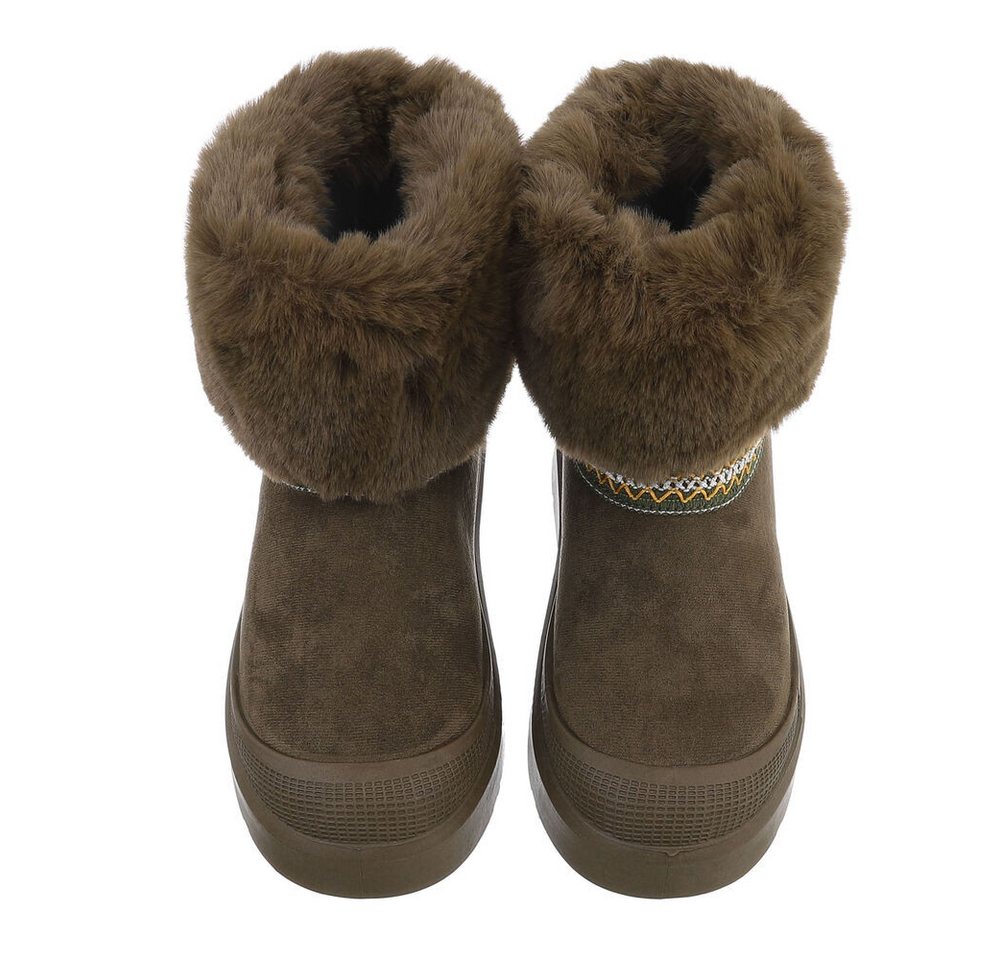 Ital-Design Damen Snowboots Freizeit Snowboots (87531750) Flach Stiefeletten in Olive