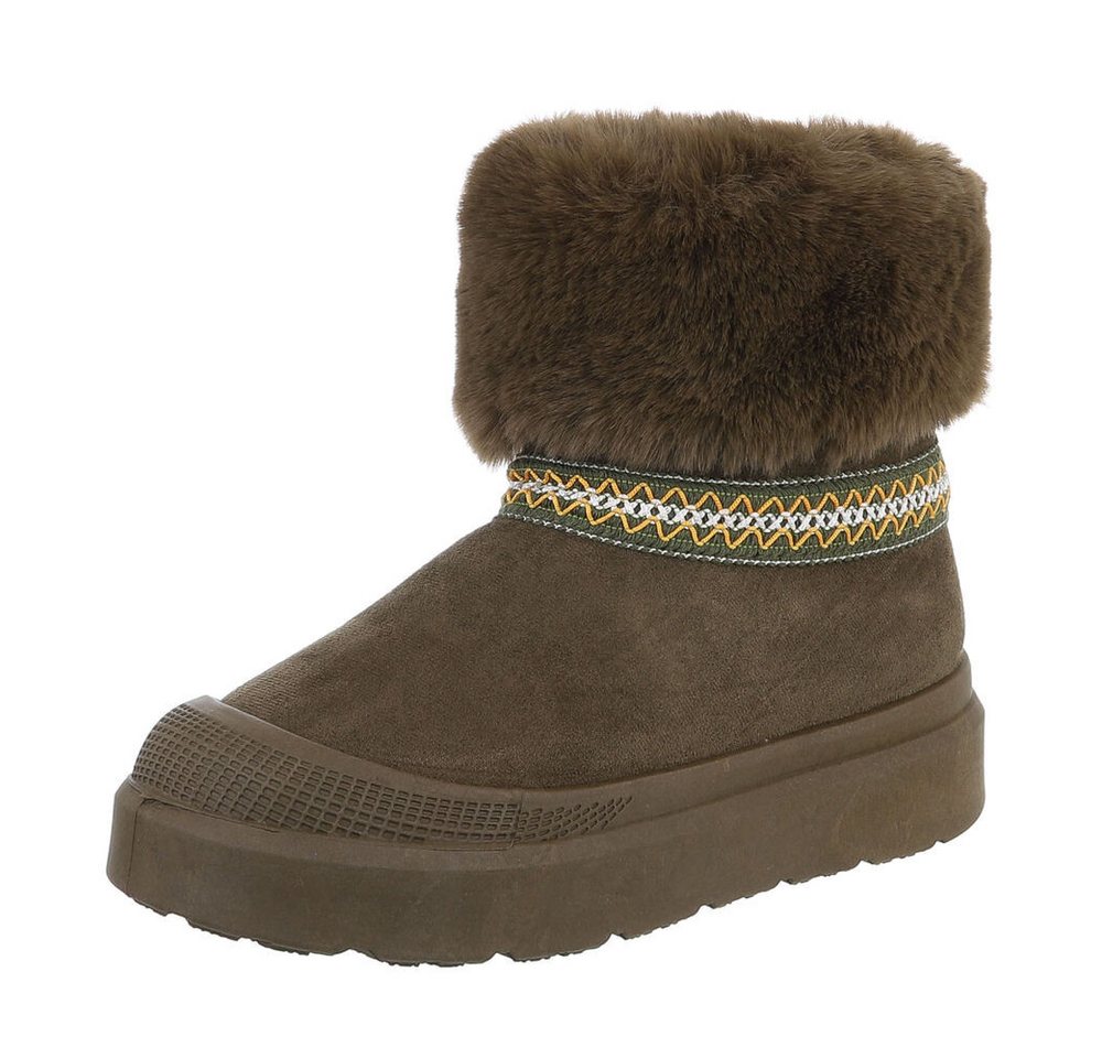 Ital-Design Damen Snowboots Freizeit Snowboots (87531750) Flach Stiefeletten in Olive Bild 3