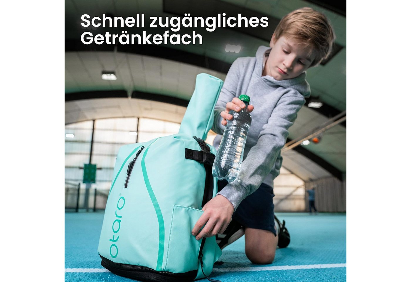 Otaro Tennisrucksack Kinder mit Schuhfach, 19 L Tennistasche für Mädchen & Jungen, Schuhfach & leichtes Tragesystem für Kinder Bild 3