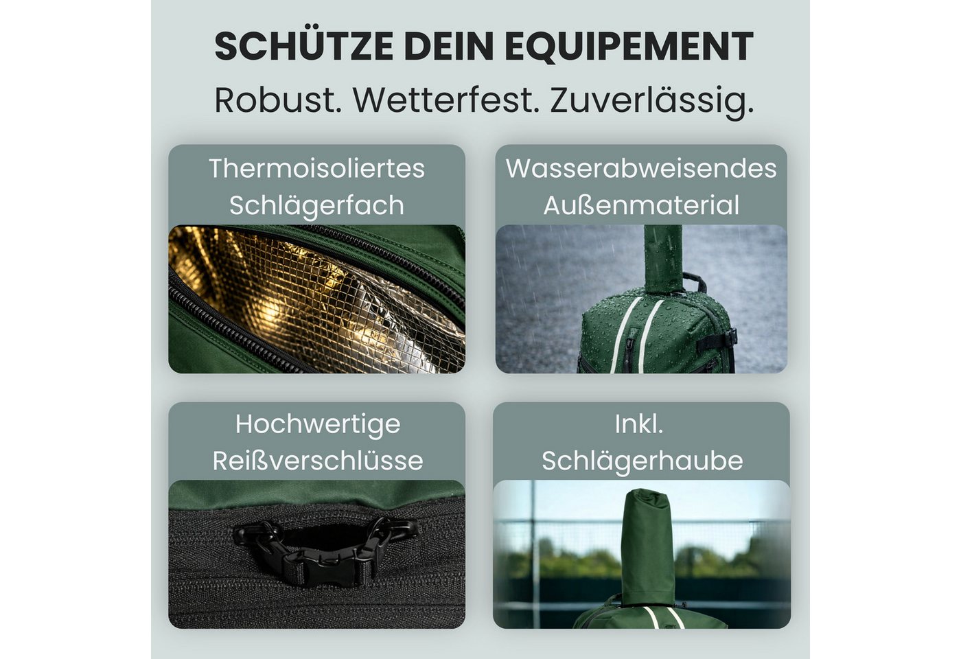 Otaro Tennisrucksack mit Schuhfach für 2 Schläger, 42 L Tennistasche Herren & Damen, Pro, Schuhfach, Schlägerfach & gepolsterte Träger Bild 5