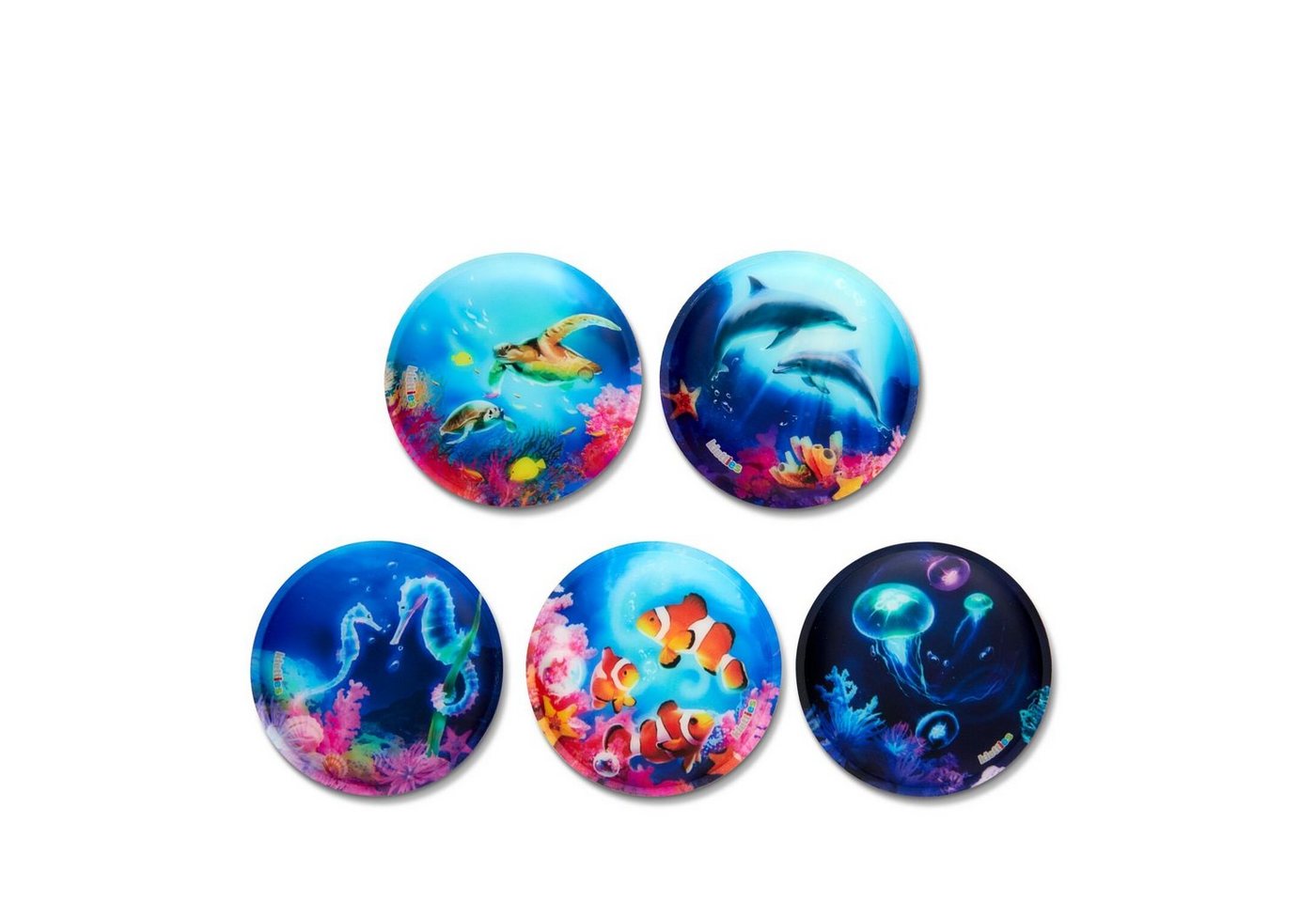 ergobag Schulranzen Kletties Leuchtende Unterwasserwelt 5-tlg. (5-teilig), Klettmotive, austauschbar