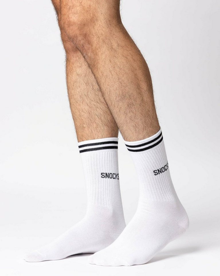 SNOCKS Sportsocken Hohe Tennissocken mit Streifen für Damen & Herren (4-Paar) stylish für jedes Outfit