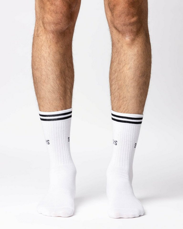 SNOCKS Sportsocken Hohe Tennissocken mit Streifen für Damen & Herren (4-Paar) stylish für jedes Outfit Bild 2