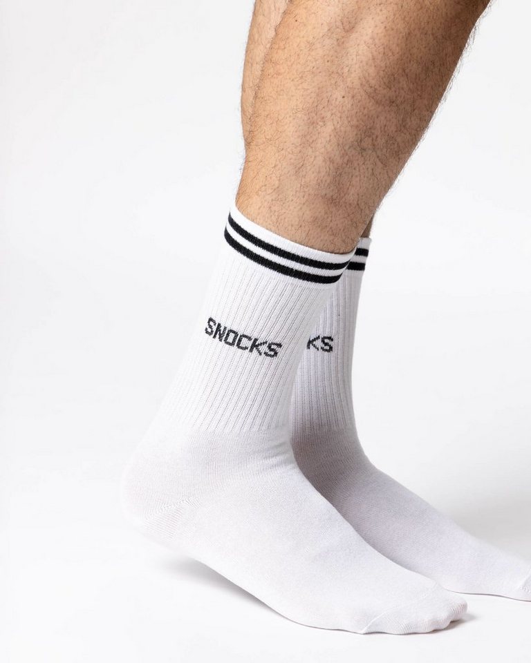 SNOCKS Sportsocken Hohe Tennissocken mit Streifen für Damen & Herren (4-Paar) stylish für jedes Outfit Bild 3