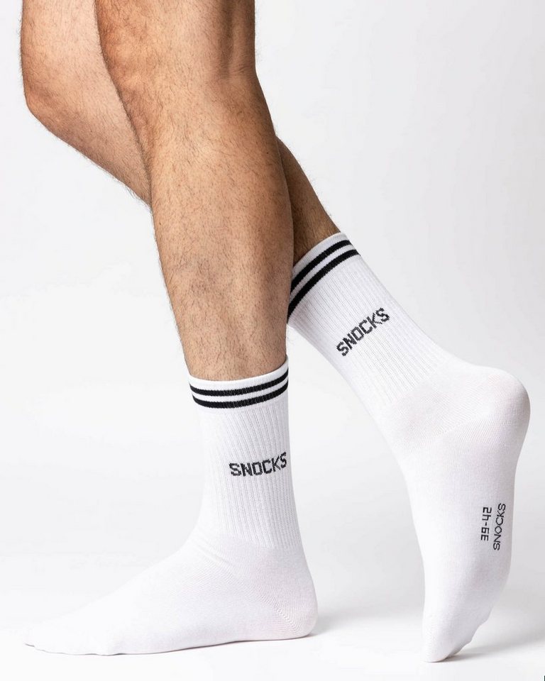 SNOCKS Sportsocken Hohe Tennissocken mit Streifen für Damen & Herren (4-Paar) stylish für jedes Outfit Bild 4