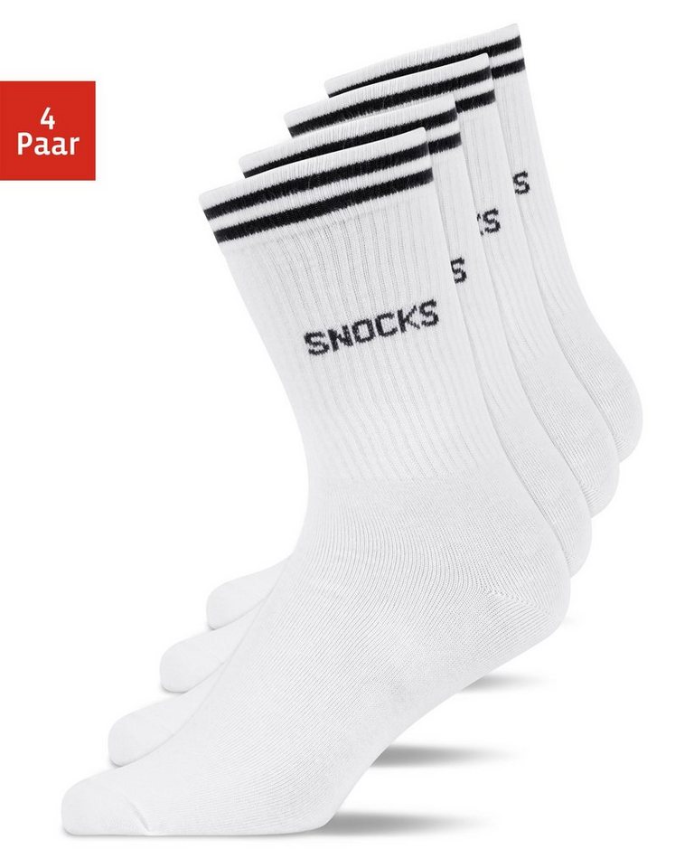 SNOCKS Sportsocken Hohe Tennissocken mit Streifen für Damen & Herren (4-Paar) stylish für jedes Outfit Bild 5