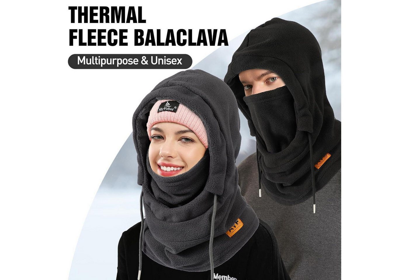 LuxusKollektion Sturmhaube Sturmhaube Thermo Fleece Winddichte Balaclava Gesichtsmaske Grau