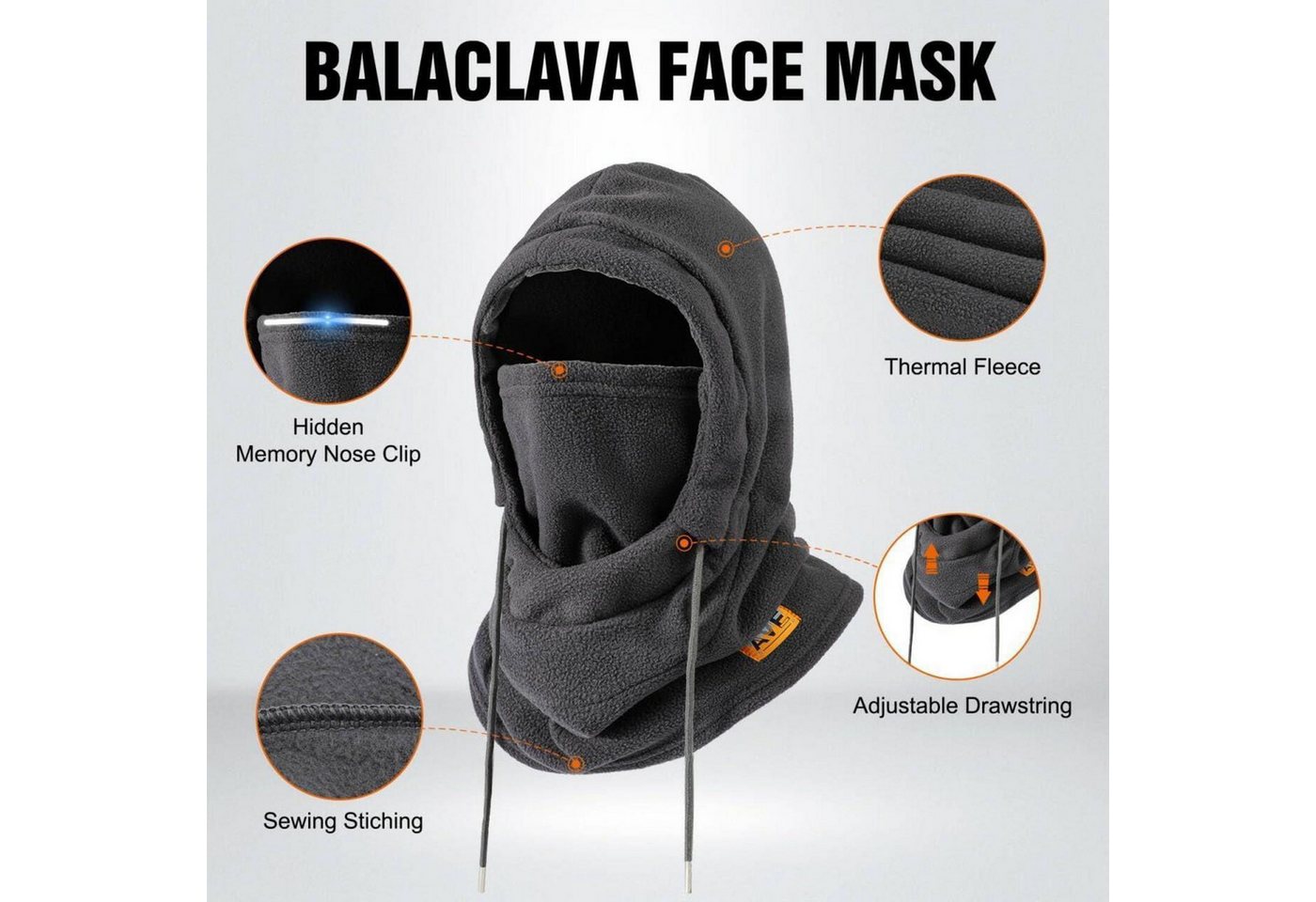 LuxusKollektion Sturmhaube Sturmhaube Thermo Fleece Winddichte Balaclava Gesichtsmaske Grau Bild 2