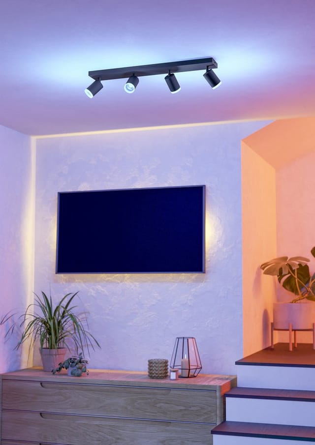 Eglo Led Leuchten 4er Spot Melitello-z Schwarz 68 X 11 Cm Warmweiß-kaltweiß Dimmbar