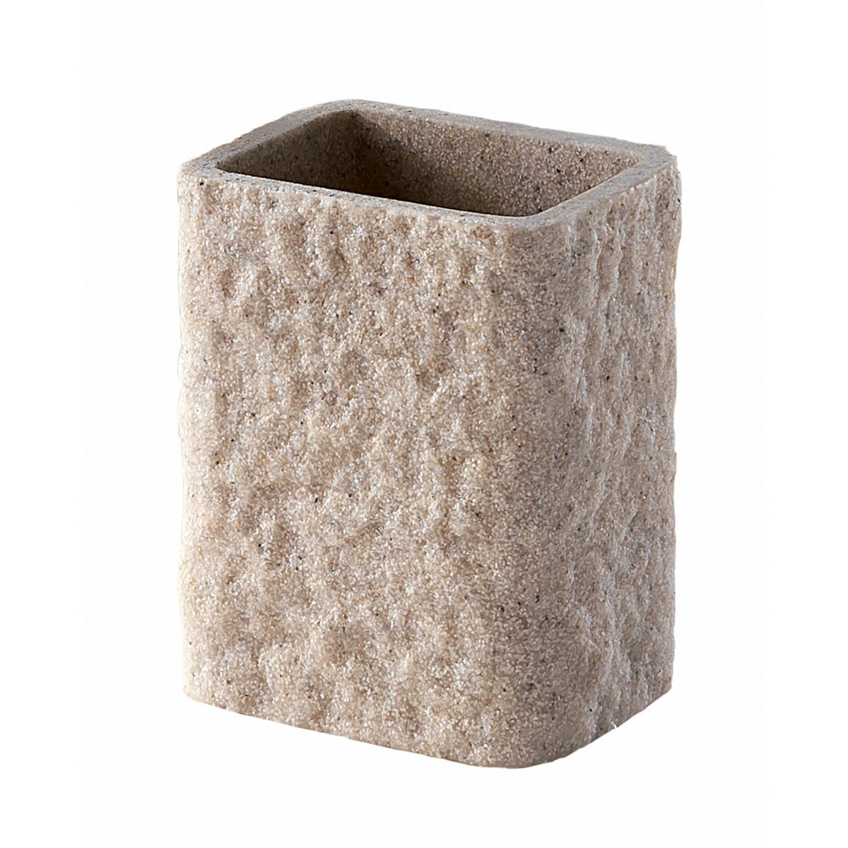 Portaspazzolini Aries Beige Aus Resina Und Sand, 9,2 X 6,5 X 11 Cm