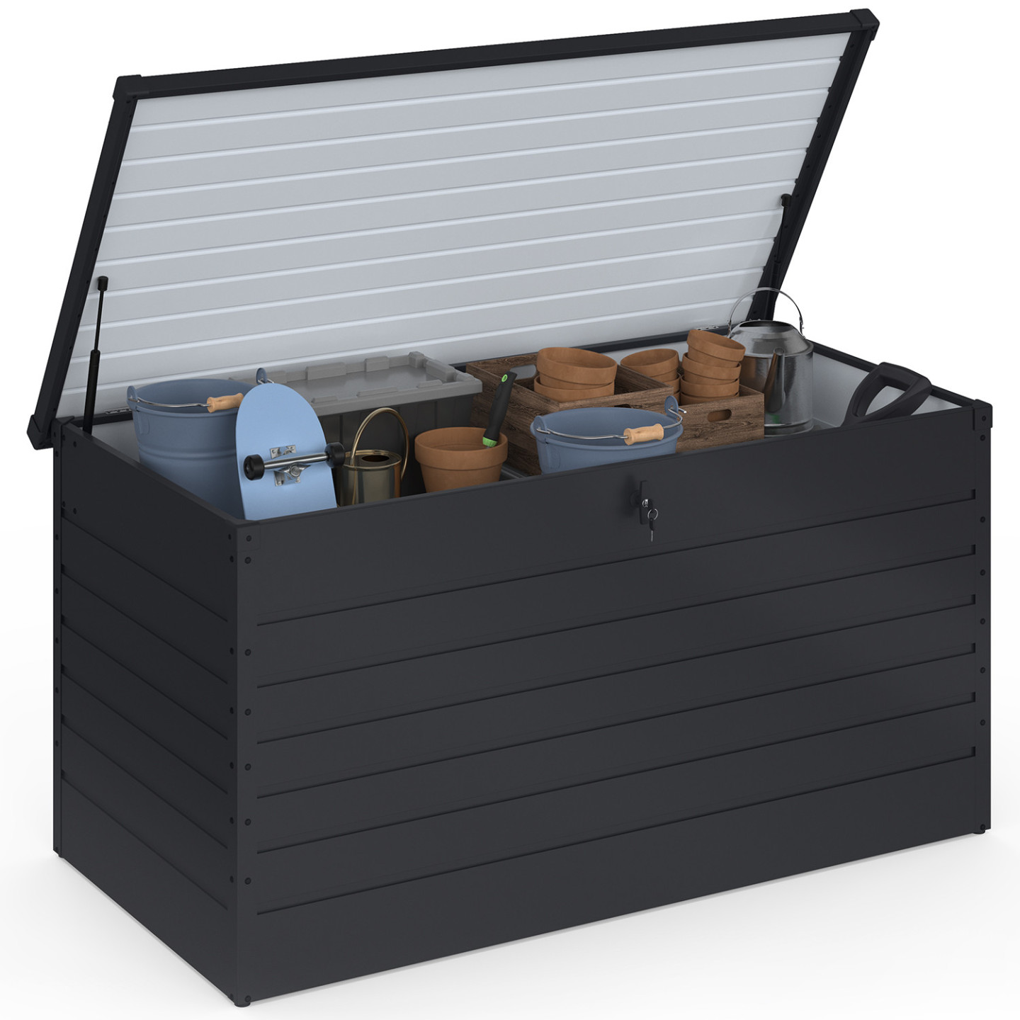 Abschließbare Metalltruhe Anthrazitgrau Für Garten 1250l 175x95x90 Cm