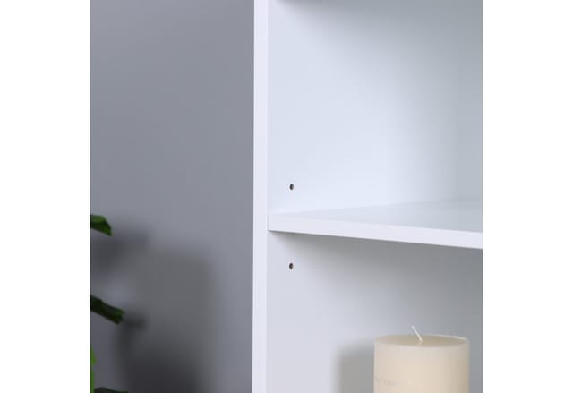 Relaxdays Badezimmerschrank, Hxbxt: 86x40,5x36 Cm, 4 Fächer, 2 Türen, Mdf, Schmaler Badezimmer Beistellschrank, Weiß