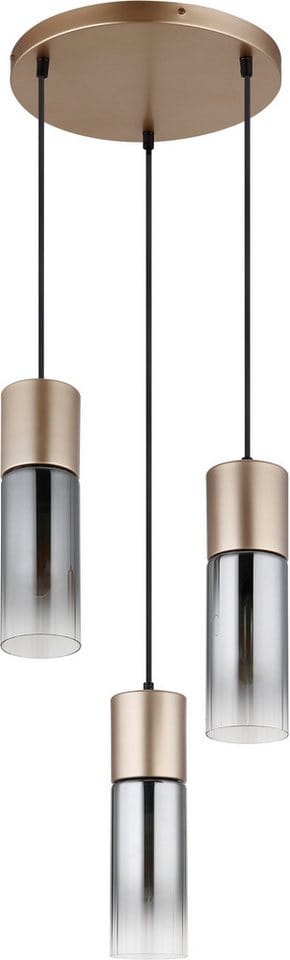 Hängeleuchte Pendelleuchte Deckenlampe Cappuccino Rauchglas E27 H 120 Cm