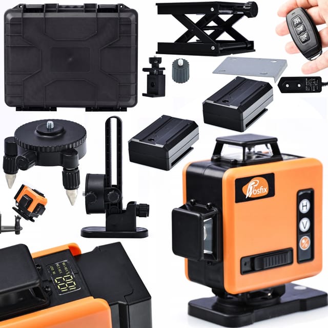 Rosfix Orange Tiger Rot16l-l – 16-linien Kreuzlinienlaser Mit Display & Fernbedienung 360° Grünlaser, Ip54, 25 m Reichweite Selbstnivellierend Profi-baulasermessgerät