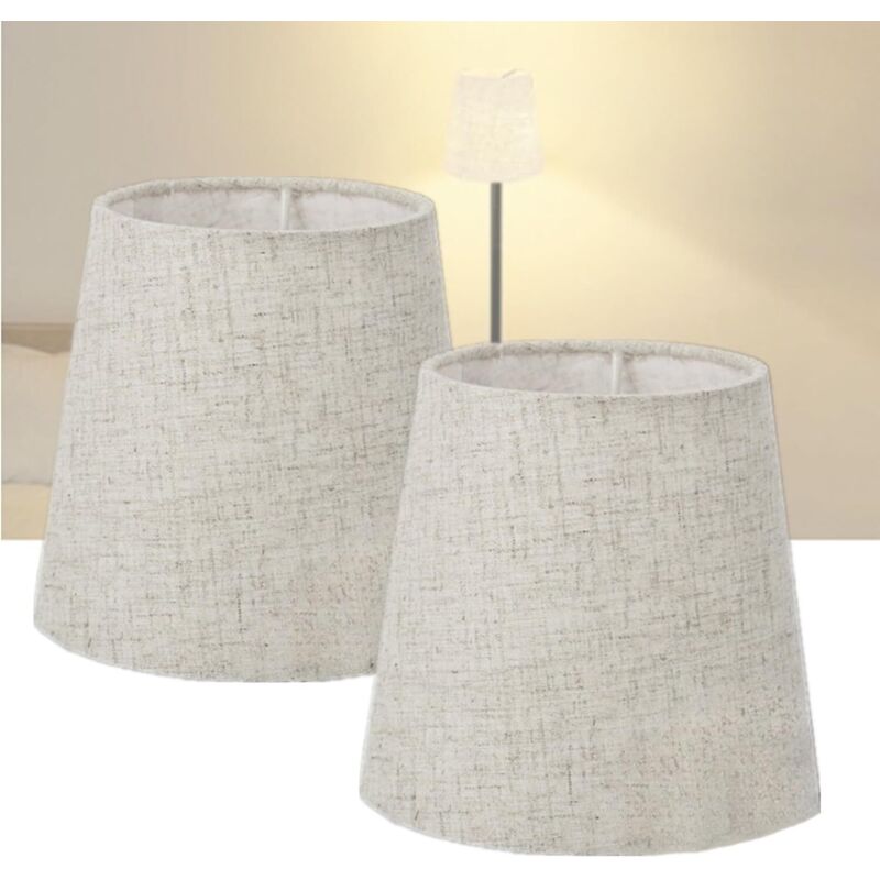 Lot De 2 Abat-jours E14 En Lin Pour Lampe Table De Chevet Ou Murale, Lustre De Lampe, 15x14x11 Cm