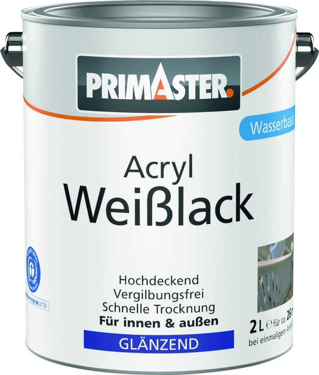Primaster Acryl Weißlack Glänzend 2 L