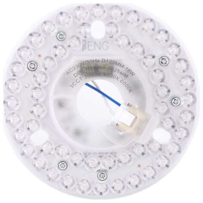 4,92-zoll-led-deckenventilator-nachrüstsatz (18 W, 3 Cct), 3000 K, 4000 K, 6000 K, Dimmbar, Rund, Ersatzplatine, 230 V