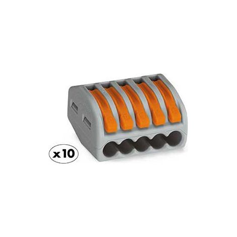 Wago – Packung Mit 10 Hebel-schnellanschlussklemmen Mit 5 Eingängen – Nennstrom 32 A – Spannung 400 V – Max. Drahtquerschnitt 4 Mm² – Seitliche Verdrahtung