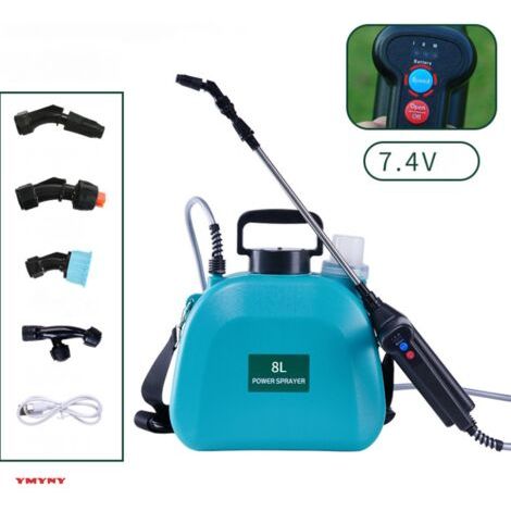 8l 7,4v Leistungsstarke Elektrische Gartenspritze Mit 4 Verstellbaren Düsen, 3 Geschwindigkeitsstufen, Wiederaufladbarem Akku Und Teleskopstange Zum Bewässern Und Jäten (grün)