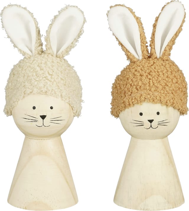 Mica Decorations Dekofigur Hase Mit Mütze Holz 13 Cm Braun 2-fach Sortiert Dekofigur