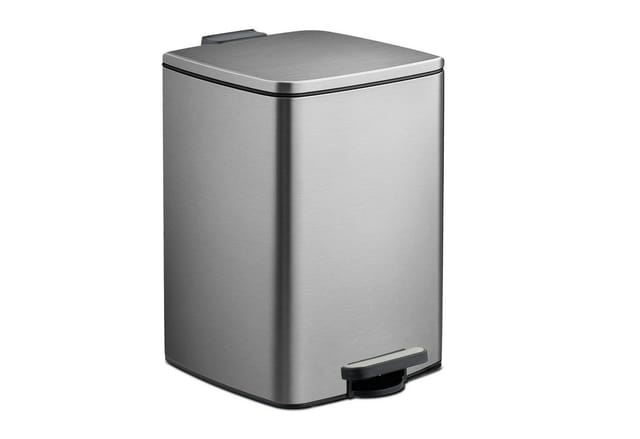 Relaxdays Mülleimer Küche, 20 Liter, Entnehmbarer Inneneimer, Fußpedal, Mit Müllbeutel, Tretmülleimer, Eisen, Silber