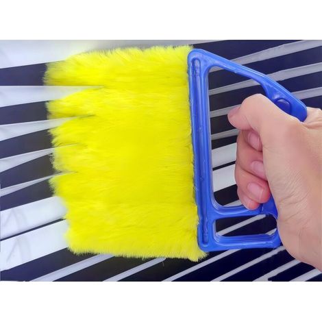 Mini-rollladenreiniger, Orangefarbene Gardinenbürste Mit 7 Abnehmbaren Mikrofaserbezügen, Klimaanlagenzubehör, Autolüftung, Ventilatorrollos (blau, Mit 7 Flügeln)