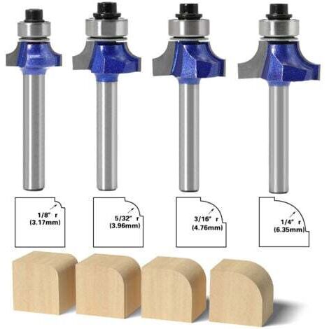 4-teiliges Hartmetall-holzrundfräser-set, 6-mm-schaft, Rundfräser, Holzbearbeitungswerkzeuge