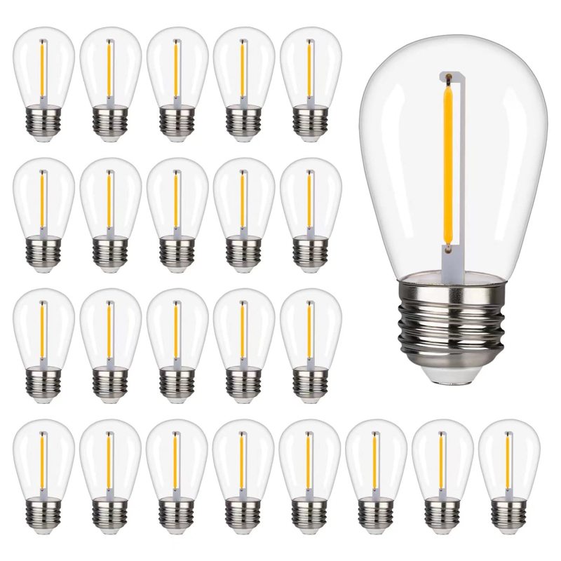 Foco Led S14, Feuer- Und Wasserfest, 1 W, S14, Ersatzlampen Für Terrasse Und Garten, Warmweiß (2200 K), 70 Leds, Kunststofflinse, E26-sockel, 24er-pack, 220 V