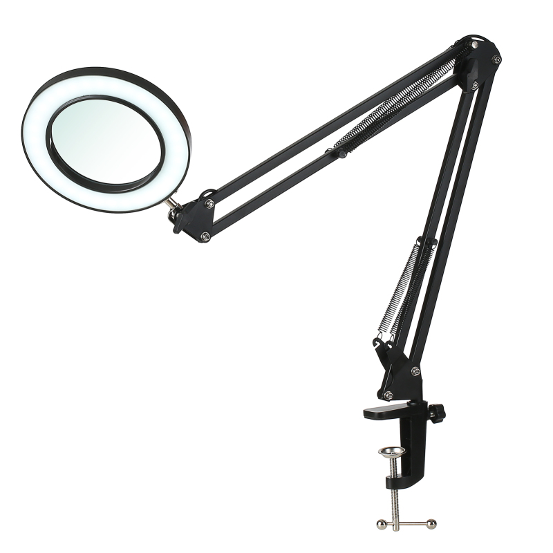 Flexible Tischklemme Mit 8-facher Vergrößerung, Gelenkarm, Dimmbarem Led-licht, 3 Farbmodi Und 10 Helligkeitsstufen, Ideal Zum Lesen, Arbeiten Und Lernen.