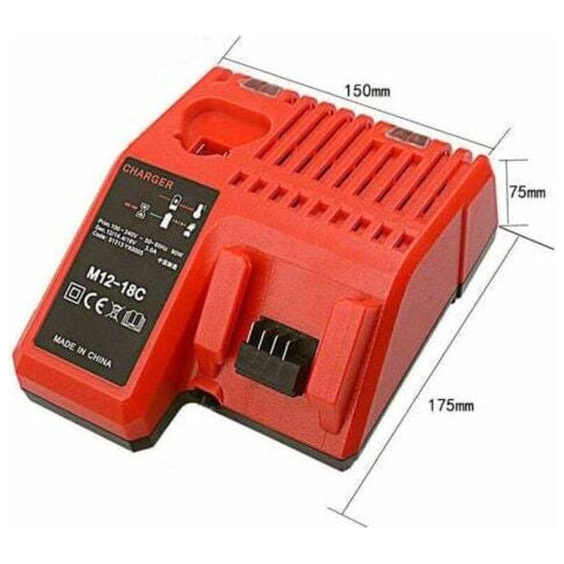M12-18c Lithium-ionen-ladegerät Für Milwaukee 12v, 14,4v Und 18v Akkus - Kompatibel Mit C1418c Und Anderen Modellen.